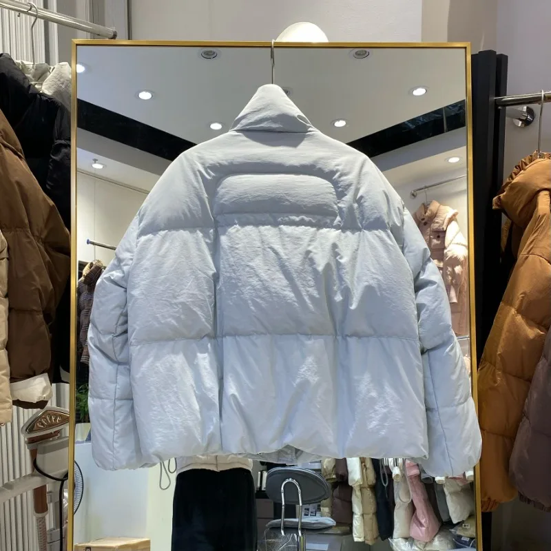 Winter Women's Clothing Buttons Short Down Jacket Scarf Collar New Loose Bread Jacket White Duck Down Coat Warm Luxury Jackets