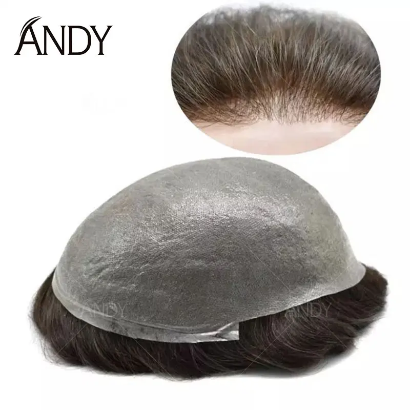 

Men Toupee Natural Straight Human Hair Invisible Hairline Durable Capillary Prosthesis Lightweight Hair Piece Male Wig