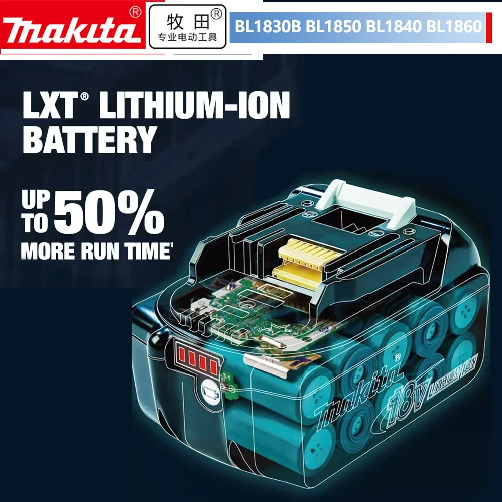 Batería recargable de iones de litio, herramienta eléctrica Original, LED reemplazable, 6,0 Ah, 18V, LXT, BL1860B, BL1860BL1850, Makita-100 %