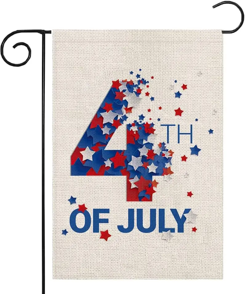 IcosaMro 4th of July Garden Flag Patriotic Memorial Day Double Sided Vertical Burlap Yard Flags Anti-Fade for Outdoor Decor Farm