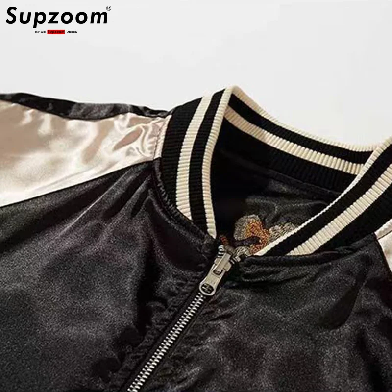 Supzoom 2024 New Arrival Top Fashion Zipper Splicing Loose Chinese Style Embroidery Dragons Coats Baseball Jackets Mens