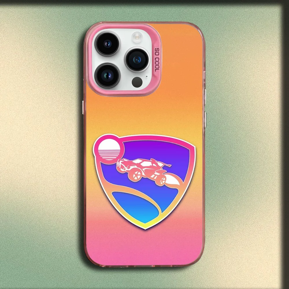 حافظة هاتف Game R-Rocket League لهاتف iPhone 16,15,14,13,12,11,Mini,Pro,MAX غطاء سيليكون وردي غير لامع
