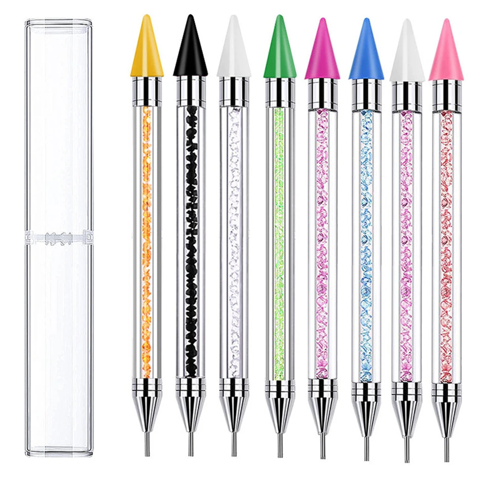 Double Head Point Drill Pen Diamond Painting Embroidery Dot Dual-Ended Nail Art Rhinestone Picker Wax Tip Pencil Crystal Tool