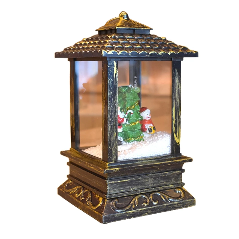 Christmas Lantern Music Snow Spraying Decor Light Ornament Holiday Party Decor