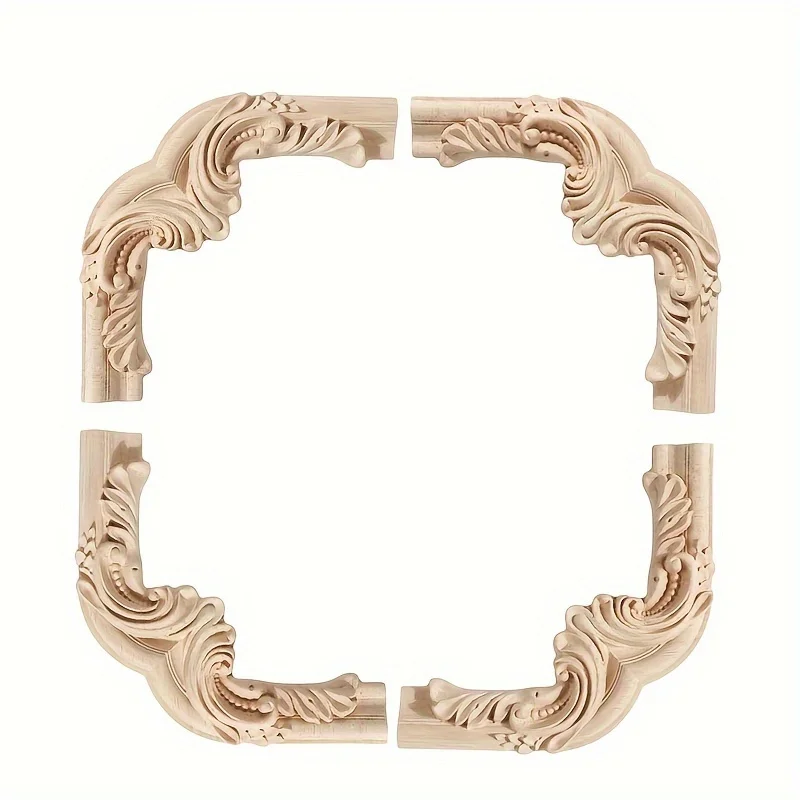 

4pcs Solid Wooden Wood Line Carving Decoration Background Wall TV Wall Decoration