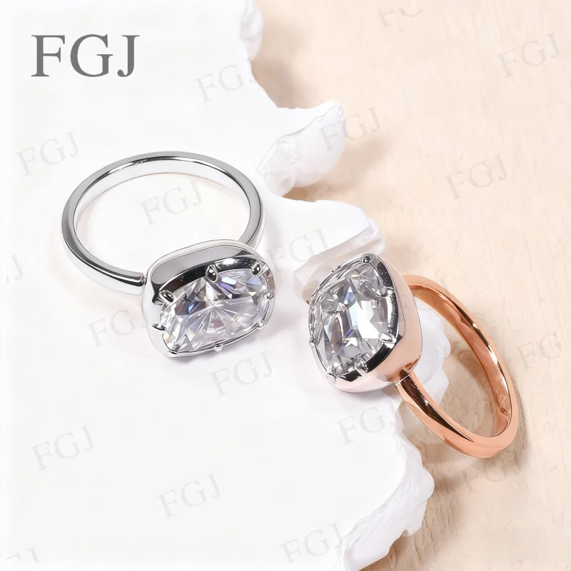 

Кольца на заказ, подушка с муассанитом D VVS1, европейский/измельченный лед, S925/10K/14K/18K, сверкающее золото для свадебных ювелирных изделий, подарков