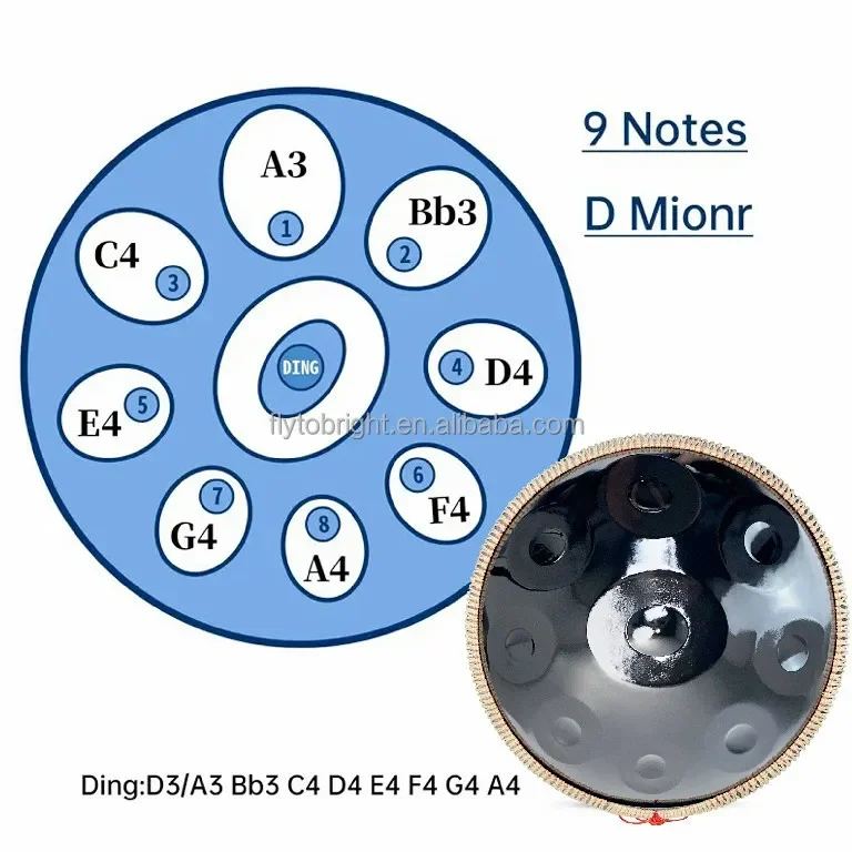 Tambor de mano de acero inoxidable, instrumento para principiantes, 22 pulgadas, 9, 10, 12, 14 notas