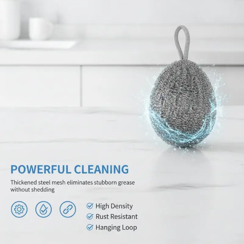 Encrypted Hanging Steel Wool Dishwashing Belt 3/5 Pcs Stainless Steel Rope for Cookware Deep Cleaning