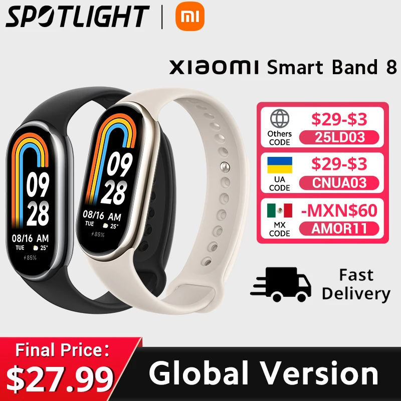 [World Premiere] Global Version Xiaomi Band 8 1.62'' AMOLED Ultra Long Battery Life 16 Days Smart Bracelet 150+ Sport Modes