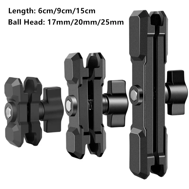 Newest Aluminum Alloy Double Socket Arm For 25mm/1 Inch Ball Head Holder Mount Clamp For Bicycle Motorcycle Camera Extension Arm