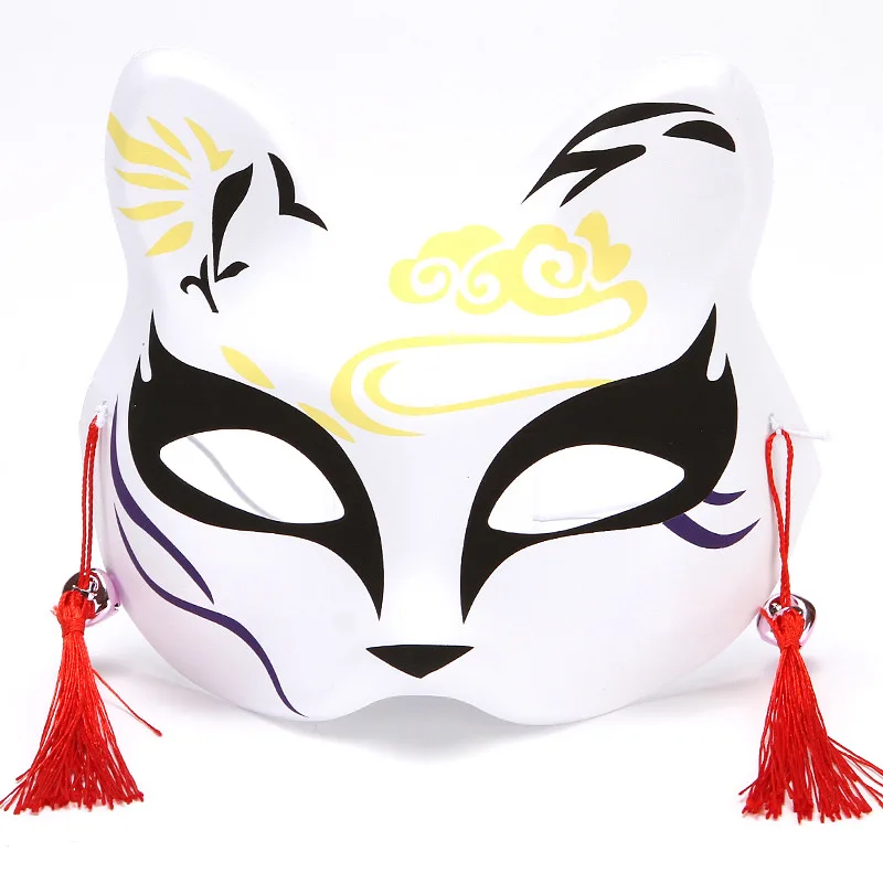 Volpi maschera giapponese Cosplay Rave dipinto a mano Anime Demon Slayer mezza faccia maschere per gatti Masquerade Festival Party puntelli Cosplay