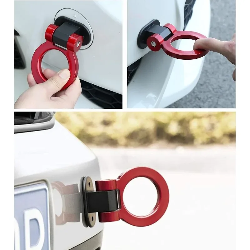 Universal Tow Hook Kit Car Simulation Tralier Tow Hook Kit ABS Bumper Car Sticker Adorn Only for Decoration Auto Accessories