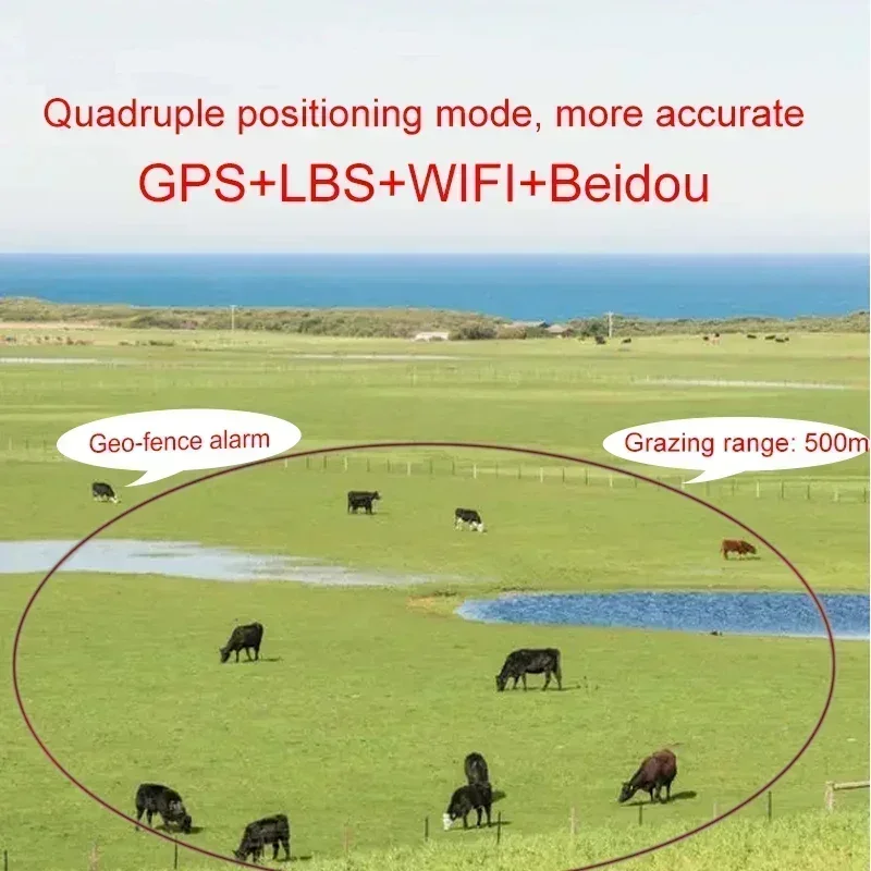 Solar Powered 4G Smart Cattle Tracker, GPS Locator Find Animals WIFI Cow Sheep Horse Camel Pets Tracking Device for Cow Tracking