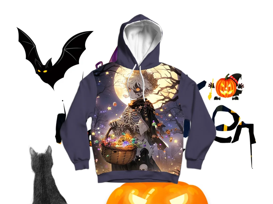 

25/26 Latest Autumn/Winter Halloween Elements 3D Printed Hoodie Large Adult Same Size Female Same Size Original Design Top