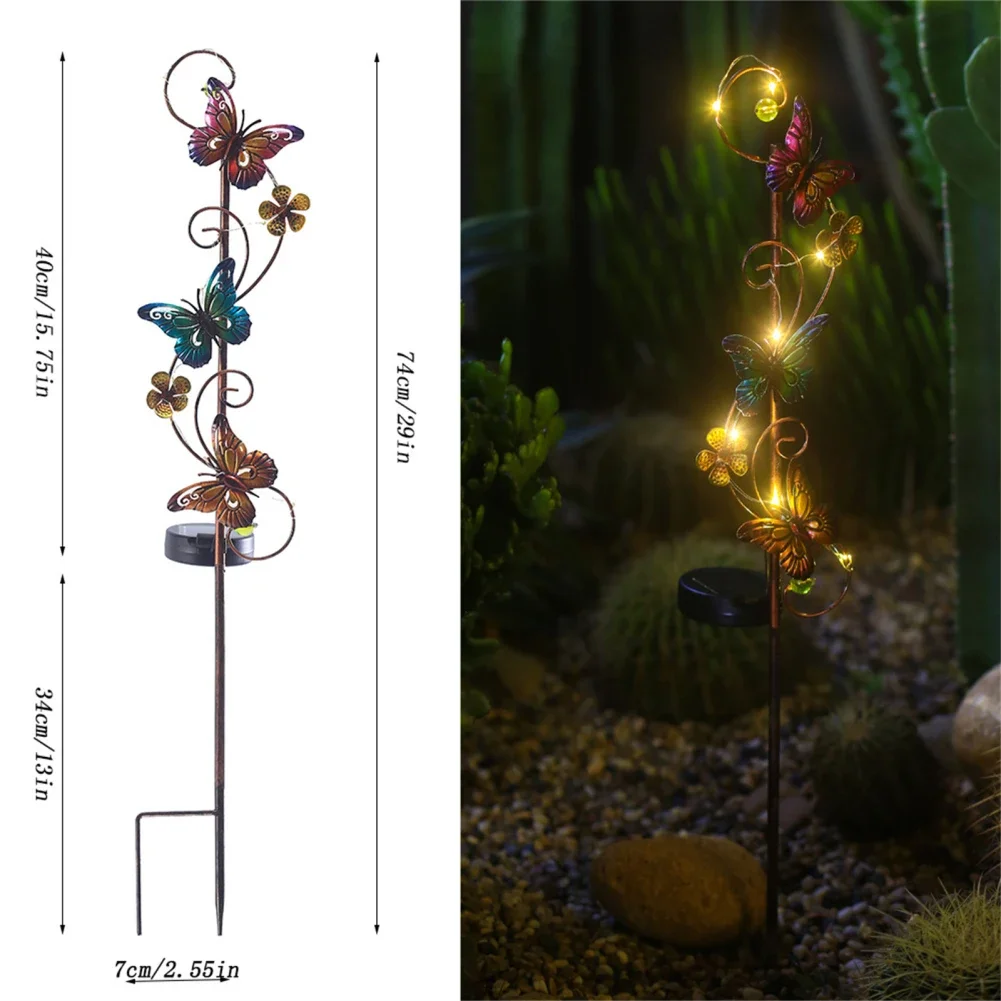 Solar Garden Lights Butterfly Lawn Lamps Ground Lamp Waterproof Outdoor Lighting For Patio Yard Walkway Festive Party Supplies
