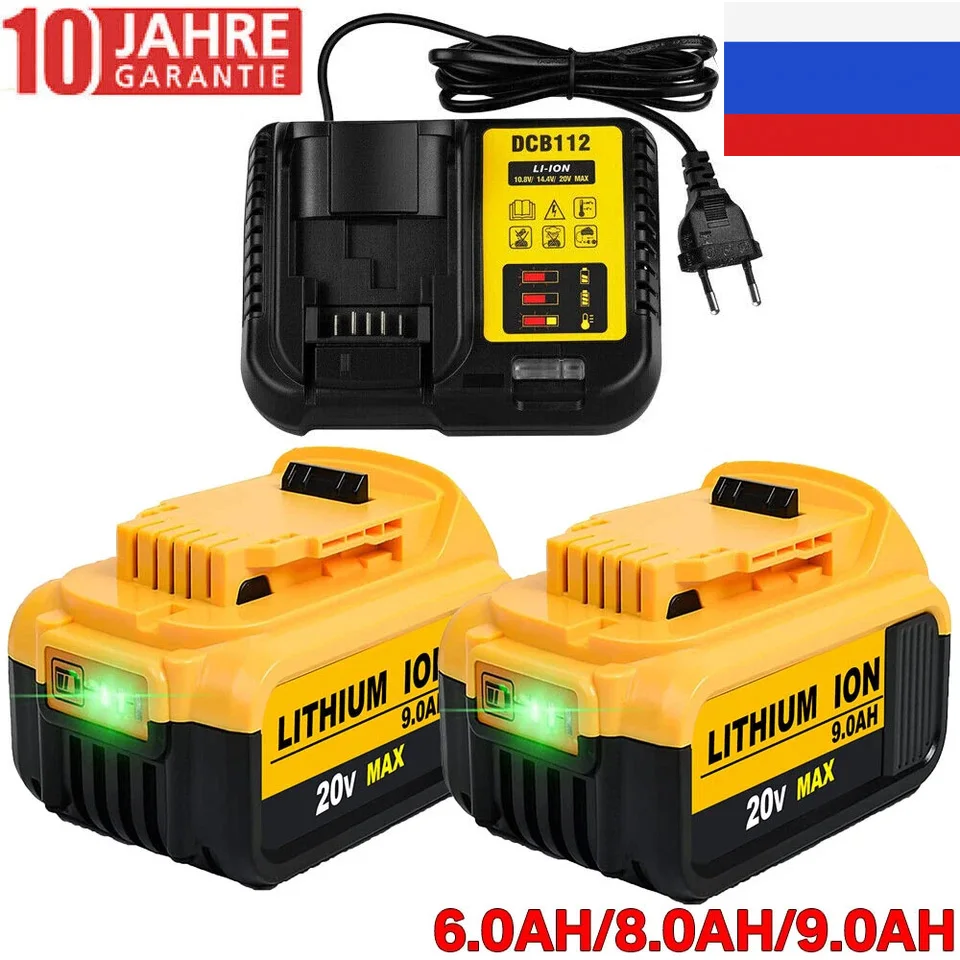 Аккумулятор Li-ion 9000 мАч 20В для электроинструментов Dewalt DCB200, совместимый с DCB184, DCB200, DCB182, DCB180, DCB181, DCB201, DCB206, DCB205