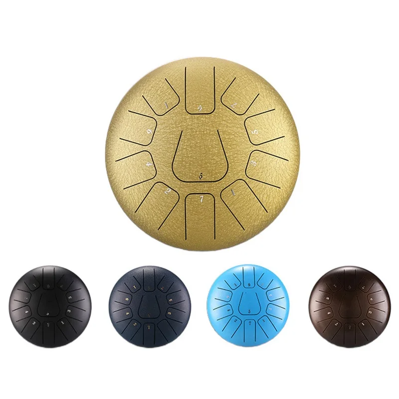 Steel Tongue Drum 6 Inch 11 Notes Hollow Drum Music Drum Ethereal Yoga Relaxation Meditation Tool Portable Percussion Instrument