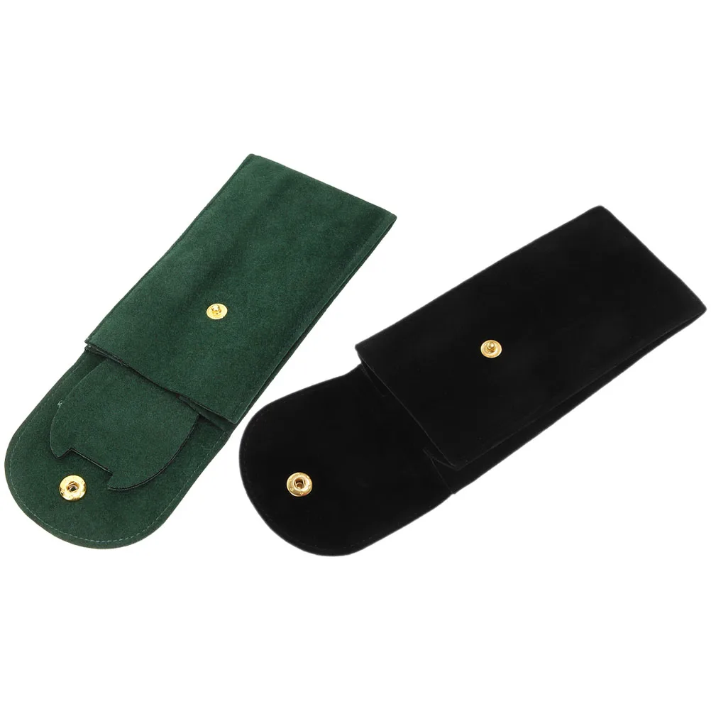 

2pcs Case For Men Holder Portable Travel Watch Pouch Storage Case Single Watch Organizer With Snap Button Soft Lining
