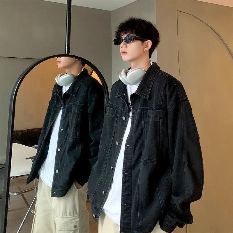 

Модная мужская джинсовая куртка осень-зима, рваный и лоскутный дизайн, оверсайз, городский уличный стиль, унисекс