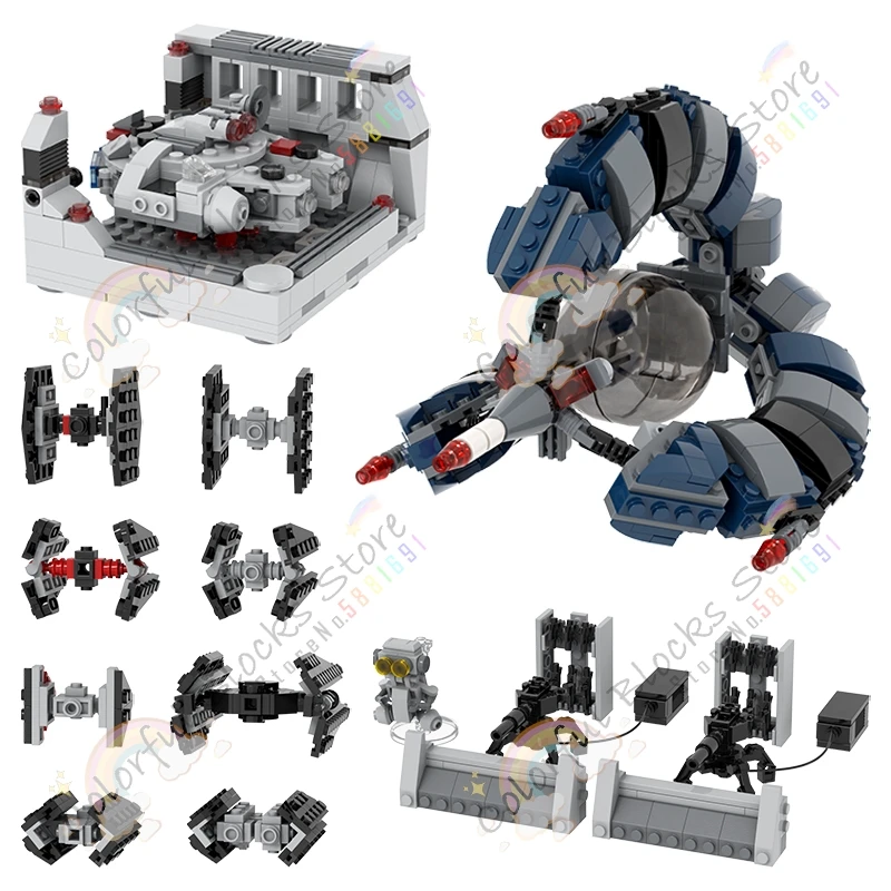 Interstellar Series Military Bag Equipment Building Blocks DIY Sci-Fi Movie Droid Gunship Starfighter Model Bricks Toys For Kids