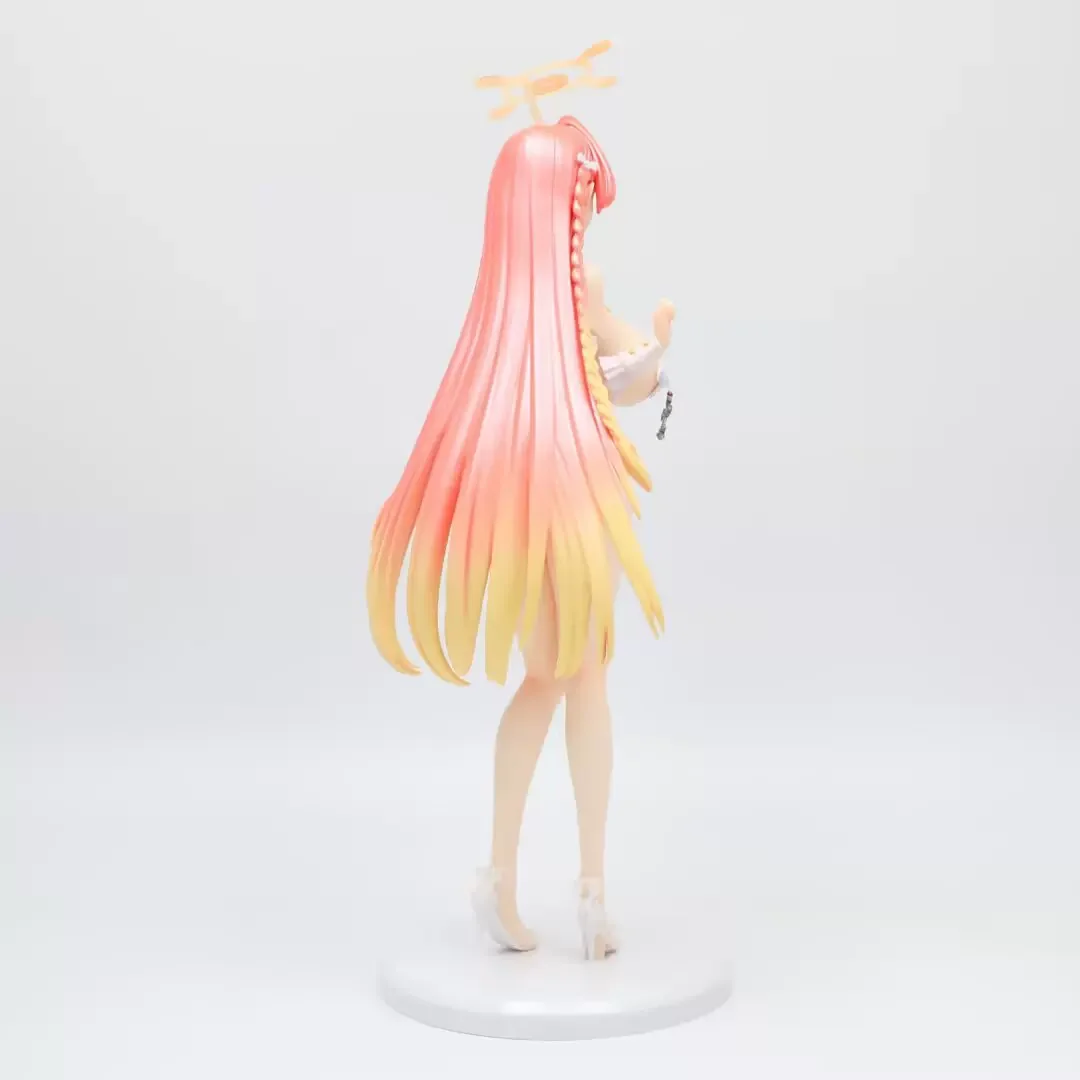 28CM Pink Hair Girl Standing Figure PVC White Outfit Model with Halo Decor Collectible - view 4