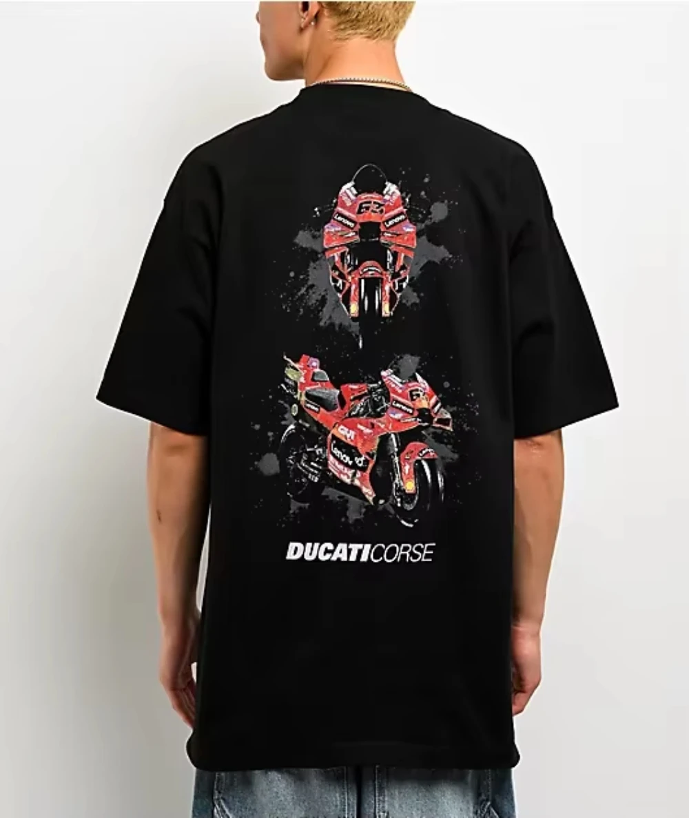 2026 Ducati Squadra Corse Print T-Shirt Men Women Vintage Cotton Short Sleeve T Shirt Summer Tees Oversized Y2K Tops
