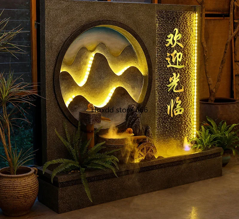 New Chinese-style lucky water curtain wall, flowing water screen, rockery water landscape ornament