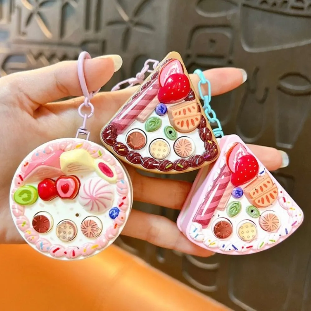Mini Cake Slice Recorder Keychain with Happy Birthday Song Keyring Voice Recording Keychain Dessert Bag Charm Pendant