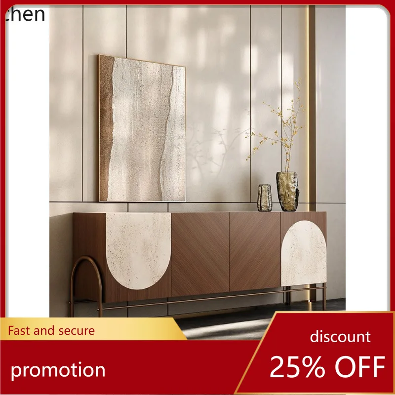 

ZML Entrance Cabinet Vintage Style Walnut Storage Cabinet Modern Minimalist Decorative Cabinet