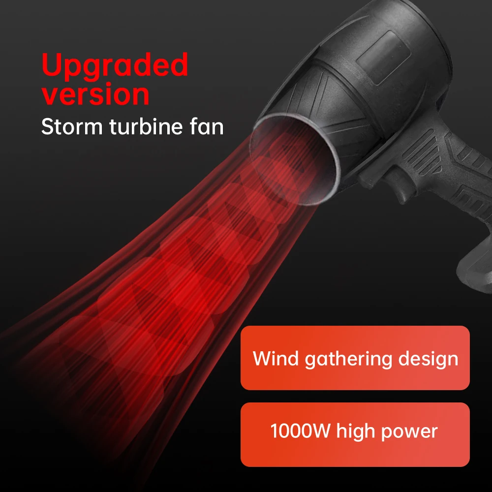 1000W Turbo Fan Violent Air Gun 500g Thrust Stepless Speed High Power Turbofan Leaf Blower Handheld Jet Fan for Makita Battery