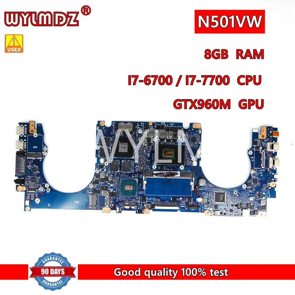 N501VW With 8GB RAM I7-6700HQ GTX960M Notebook Mainboard For Asus ROG G501VW UX501VW N501V G501V UX501V Laptop Motherboard