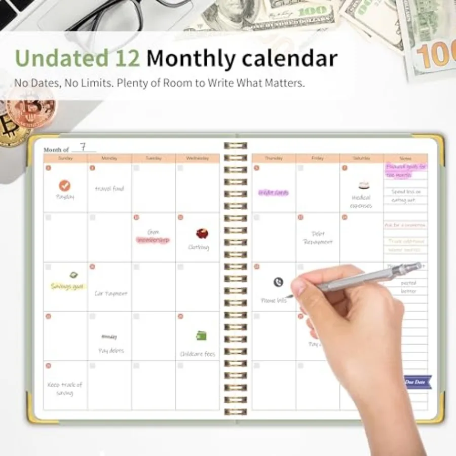Budget Planner - Monthly Budget Book B5, Undated 12 Month Expense Tracker Notebook and Bill Organizer, Hard Cover Financial Acc view 3