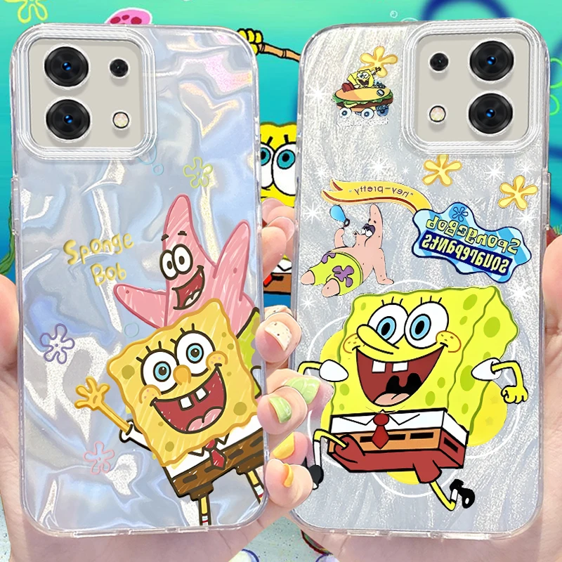 S-SpongeBobs Glitter Camlet Case for Xiaomi Redmi Note 13 12 Pro Plus 12S 11S 5G 11 10 9 4G 13C 12C 10C 9C A3 A2 A1 Hard Cover