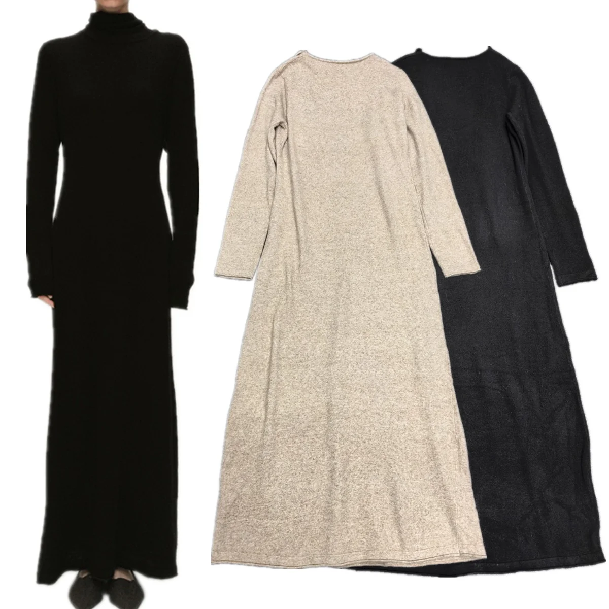 

Jenny&dave2026 French Minimalist Lace Up Turtleneck Long Sleeved Elegant knitted Dress Elegant Party Dresses Vestidos Long Dress