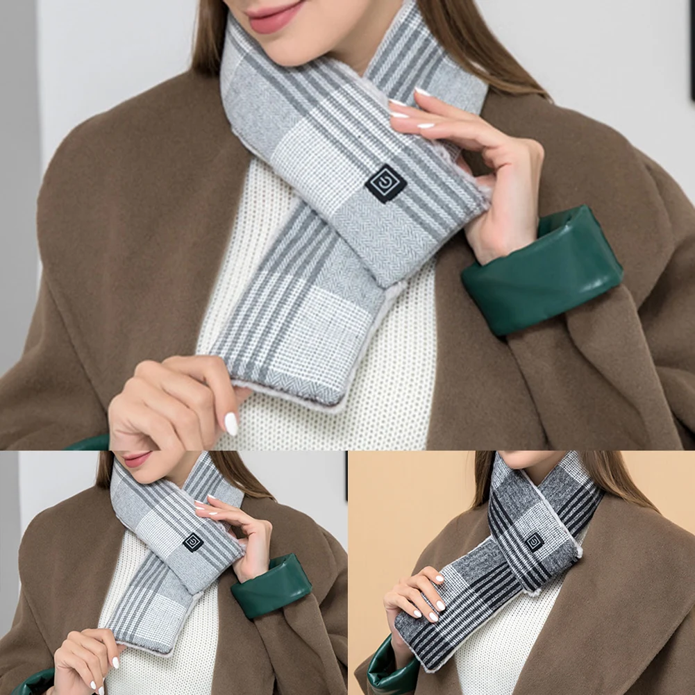 

Men Women Winter Scarf Electric Heating USB Heating Neck Protection Keep Warm Plaid Pattern Fashionable