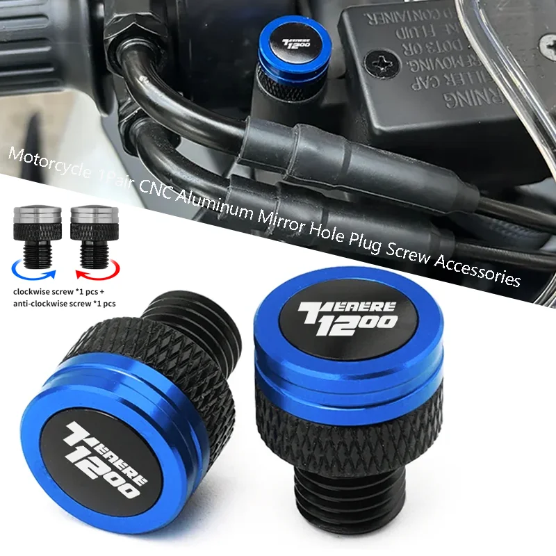 

New Motorcycle 1Pair CNC Aluminum Mirror Hole Plug Screw Accessories M10X1.25 Fit For YAMAHA Tenere 1200 Tenere1200 XTZ XTZ1200