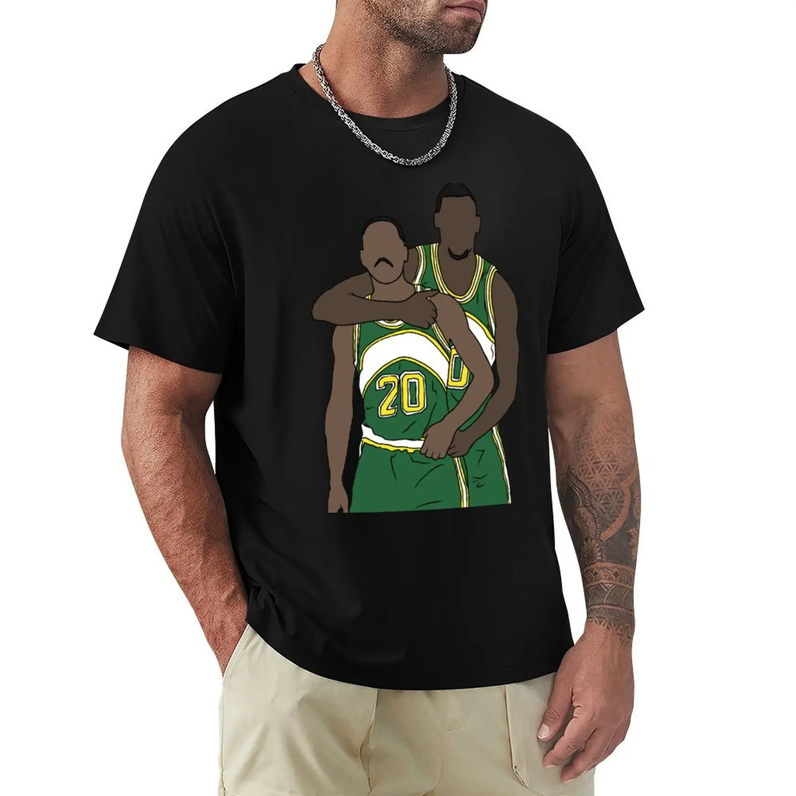 

Gary Payton And Shawn Kemp T-Shirt All Match Basic Short Sleeve Top