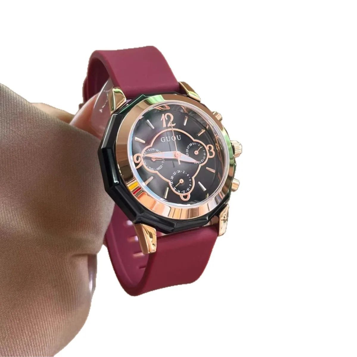 

Кварцевые часы Женские часы, часы-календарь с силиконовым ремешком и большим циферблатом