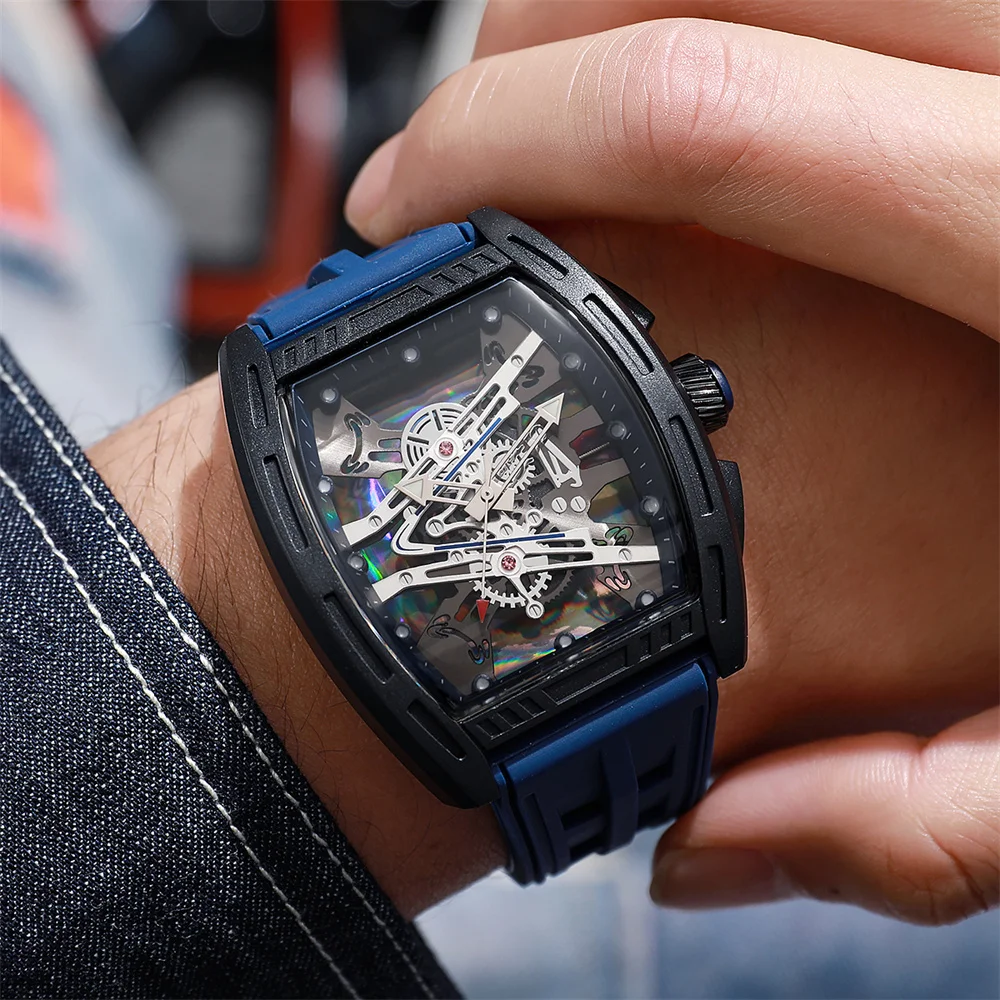メンズ トノー型 スケルトン クォーツ腕時計 玉虫色の夜光文 - Luxury Watch Jacob And Co のレビューと価格