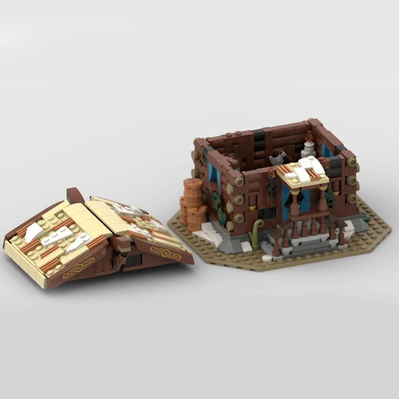 

gfdsa Medieval Castle Model MOC Building Bricks Medieval Wooden House Modular Technology Gifts Holiday Assemble Children Toys