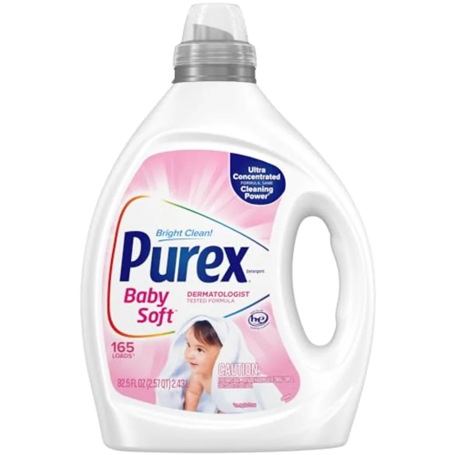 

Purex Baby Soft Liquid Laundry Detergent, Ultra Concentrated, 82.5 fl oz, 165 Loads, Hypoallergenic, Dye Free, Gentle on Skin