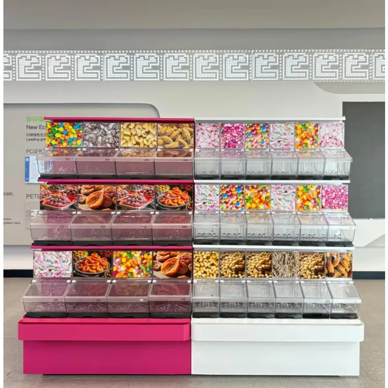 معدات السوبر ماركت الرف المكسرات صناديق عرض الحلوى حامل صندوق الطعام البلاستيكي اختيار ومزيج رفوف عرض الحلوى للمتجر #3