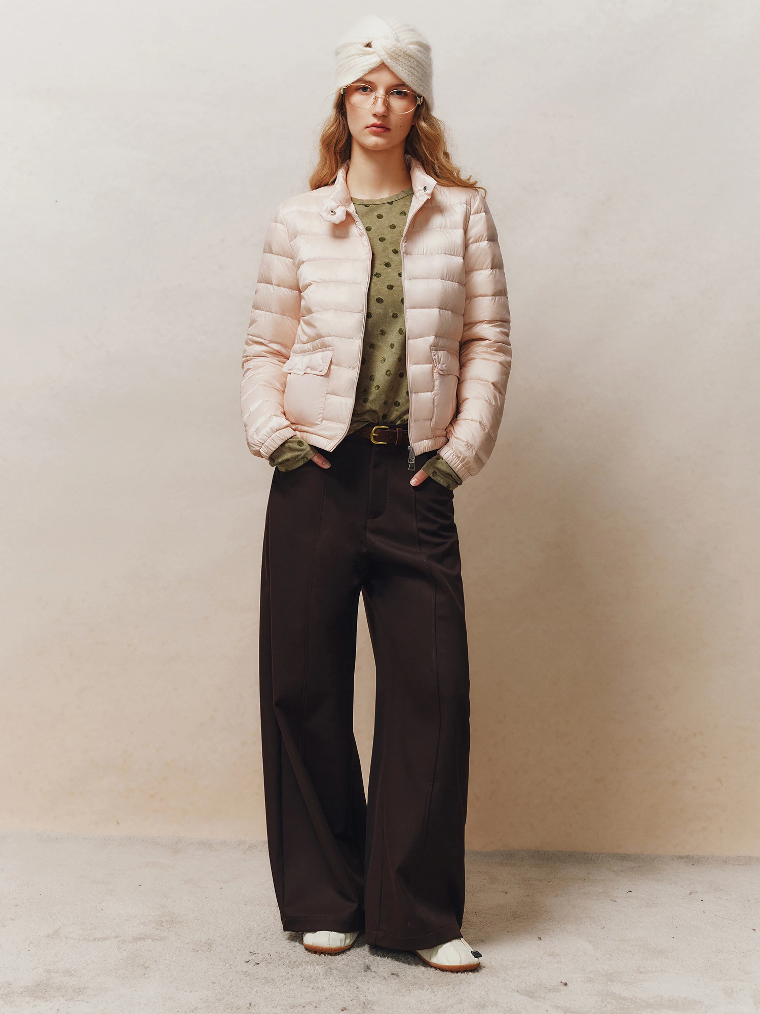 Slimming Composite Double Layer Fleece Casual Pants High Waist Straight Leg Wide Leg Long Trousers Stylish Comfortable Fit