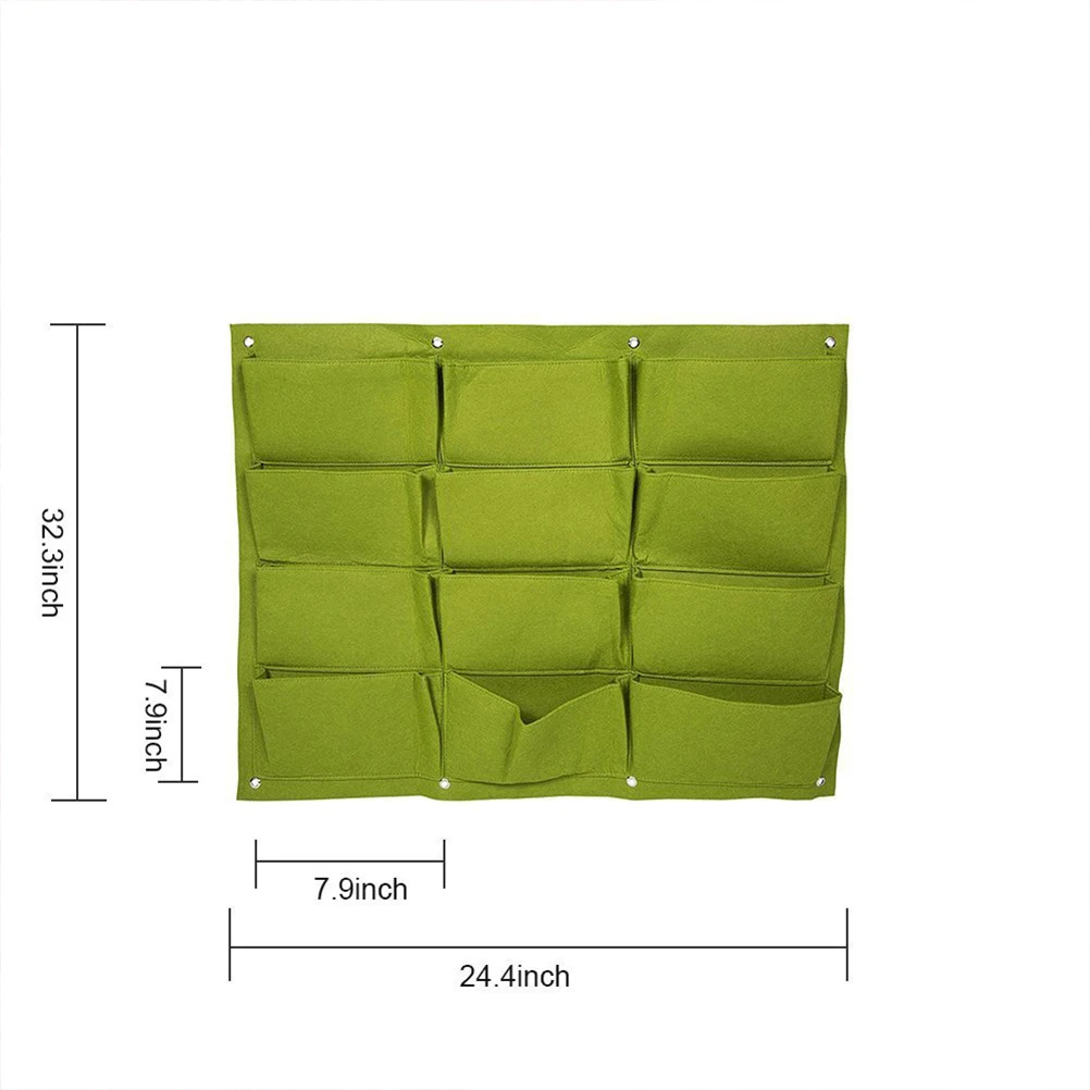 

1Pcs Felt Wall Hanging Plant Pot Vertical 12-Pocket Planter Green for Garden Balcony Indoor Outdoor Plant Container Hanging Grow