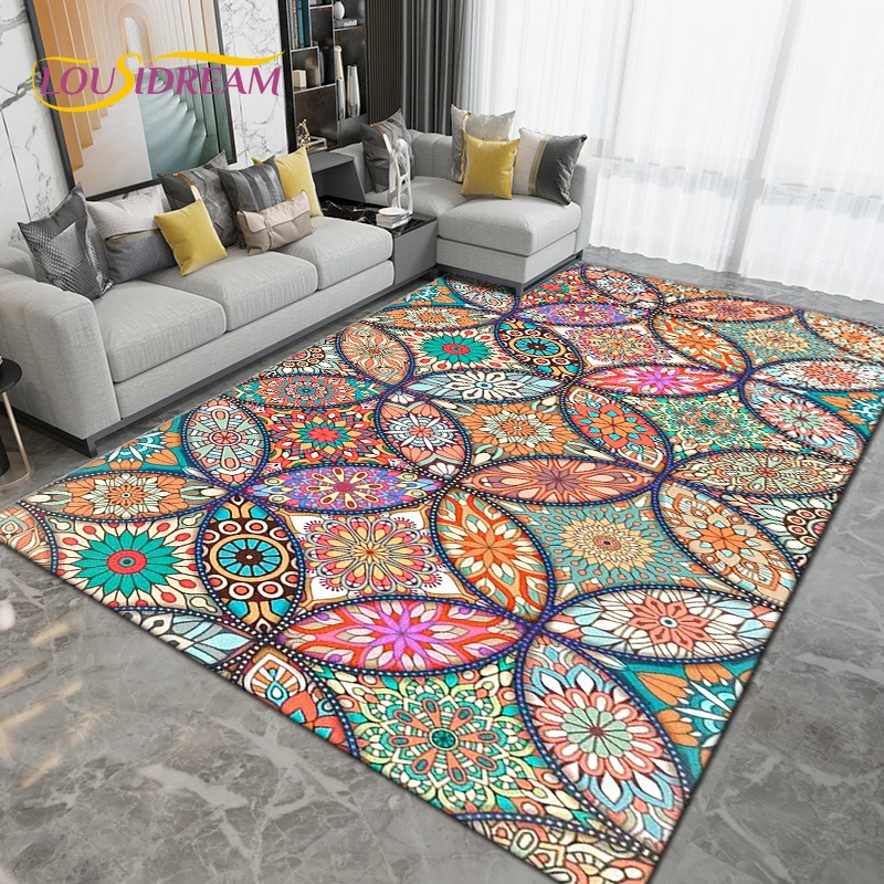 Bohemia Mandala Area Rug Large,Carpets Rugs for Living Room Bedroom Sofa ,Kitchen Bathroom Entrance Doormat Non-slip Floor Mats