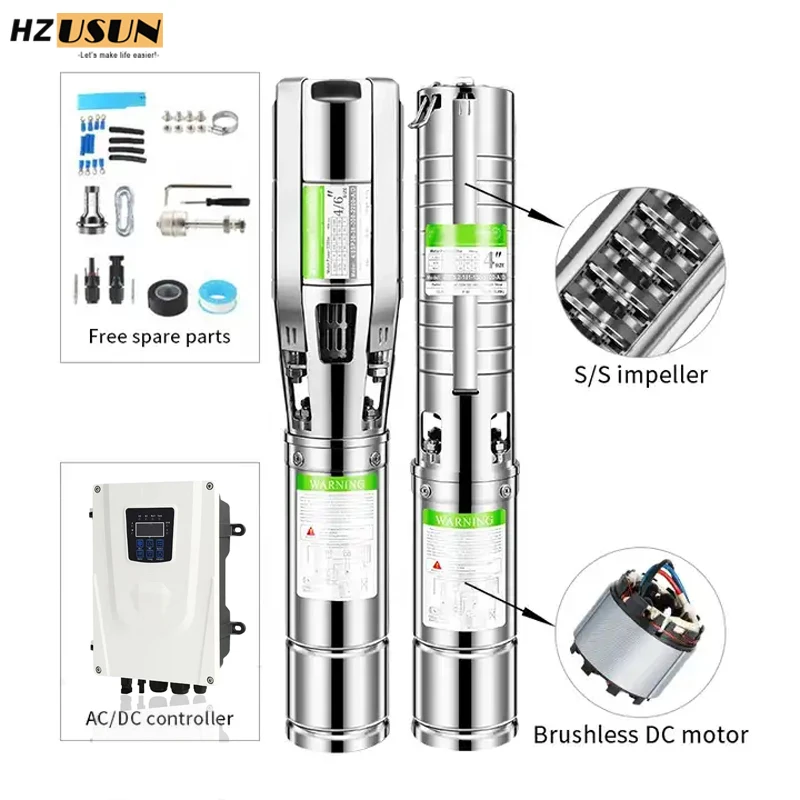 HZUSUN AC DC 2 HP High Volume Solar Energy Submersible Shallow Well Jet Pump 3'' Pipe Powerful Agricultural Water Pumping System