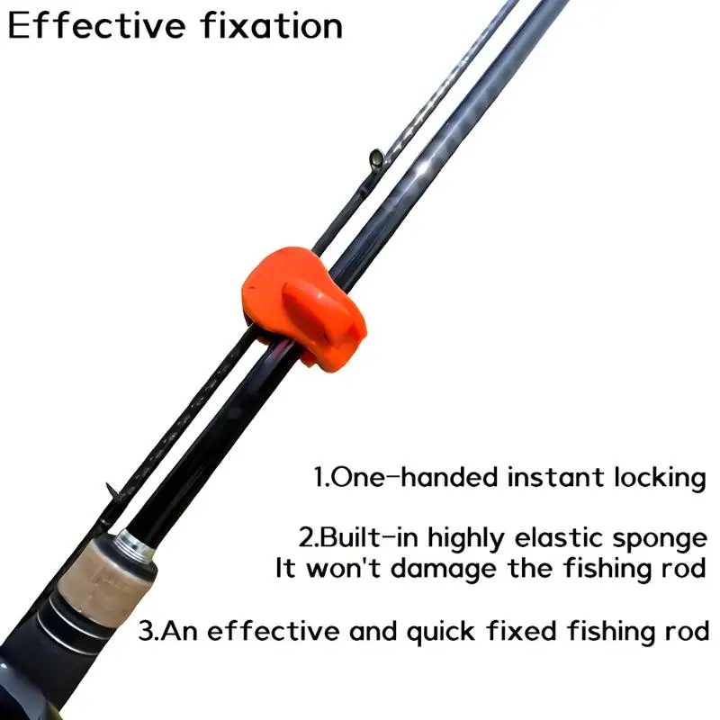 2Pcs Quick-Attach Fishing Rod Clip - Tool-Free 1-Hand Operation Holder Secure Grip for Freshwater Rods Storage Racks Tackle