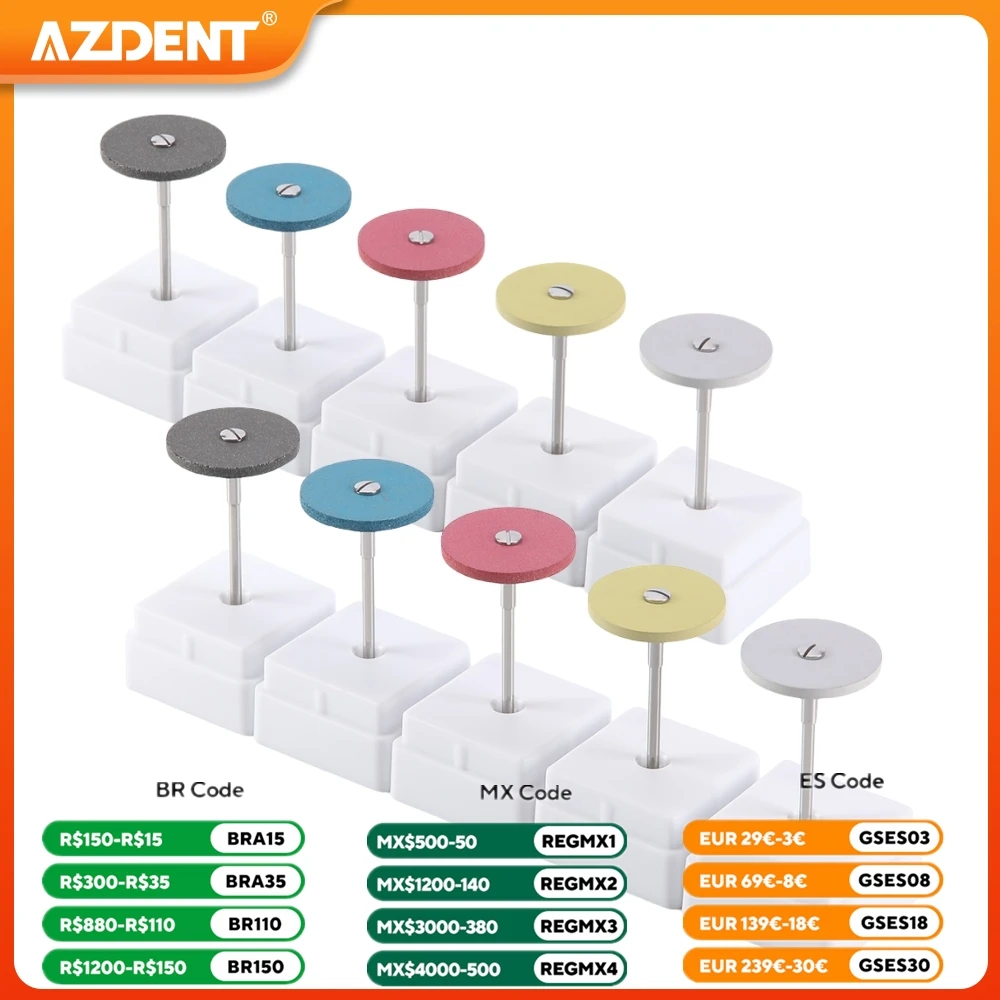 Dental Rubber Diamond Polisher Wheel AZDENT HP 2.35mm Smoothing Polishing Zirconia Porcelain Precious Metal Size 26*2mm 22*3mm