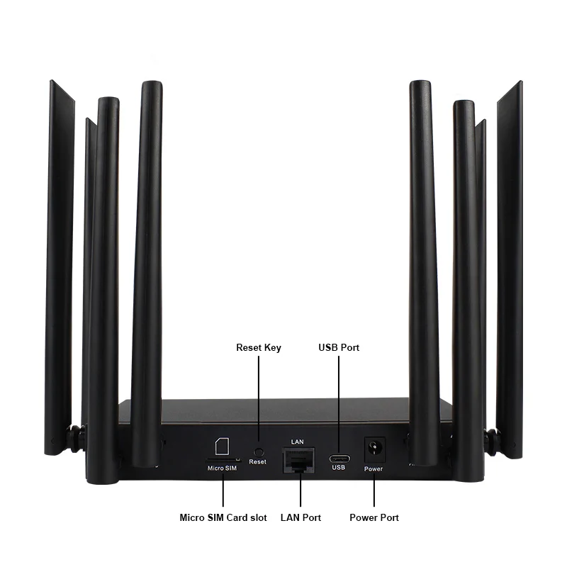 عالية الجودة الصناعية 8-هوائي أسود قذيفة معدنية تمديد هوائي 4G Lte Cpe 4G واي فاي 6 أجهزة توجيه بطاقة Sim للمنزل مكتب #3