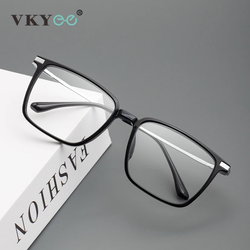 

VICKY Men's Classic Titanium Square Frames Anti-Blue Light Reading Glasses Men Myopia Hyperopia Customizable Prescription 5042X